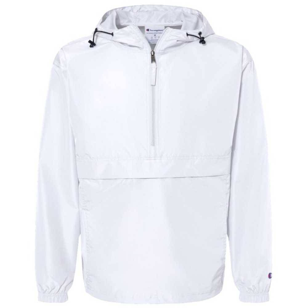 Champion Anorak Jacket Mens Medium White Half Zip Packable Windbreaker - Picture 2 of 4